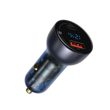 BASEUS Particular Digital Display QC+PPS Dual Quick Charger Car Charger 65W, šedá