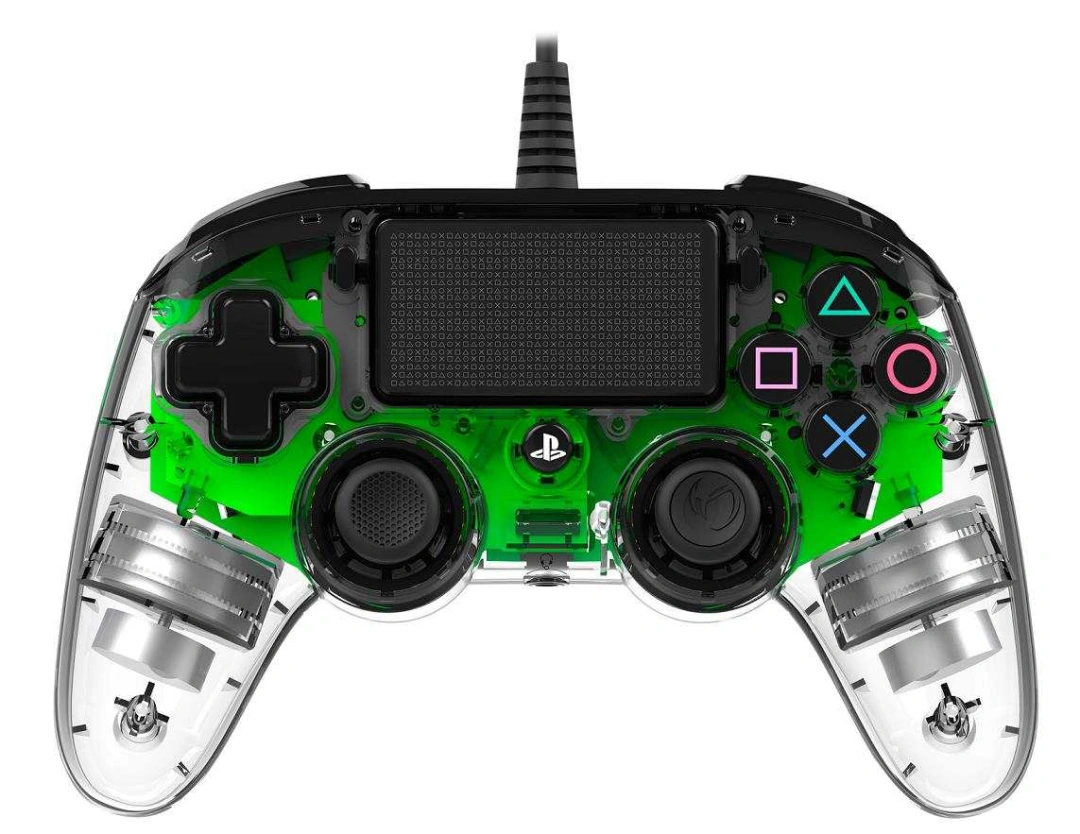 Nacon Wired Compact Controller - ovladač pro PlayStation 4 - průhledný zelený