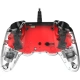 Nacon Wired Compact Controller - ovladač pro PlayStation 4 - průhledný červený
