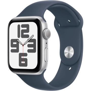 Apple Watch SE 2023, 44mm, Silver, Storm Blue Sport Band - M/L