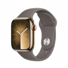 Apple Watch Series 9 GPS + Cellular 45mm, pouzdro ze zlaté nerezové oceli a jílově šedý sportovní ře