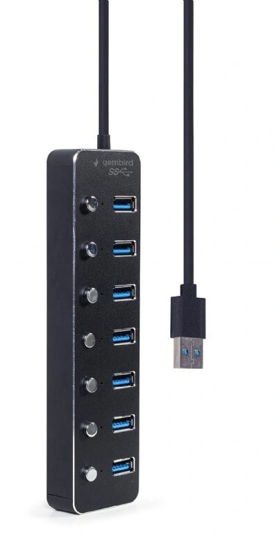 GEMBIRD hub, 7-port USB 3.1 (Gen 1) hub s vypínači