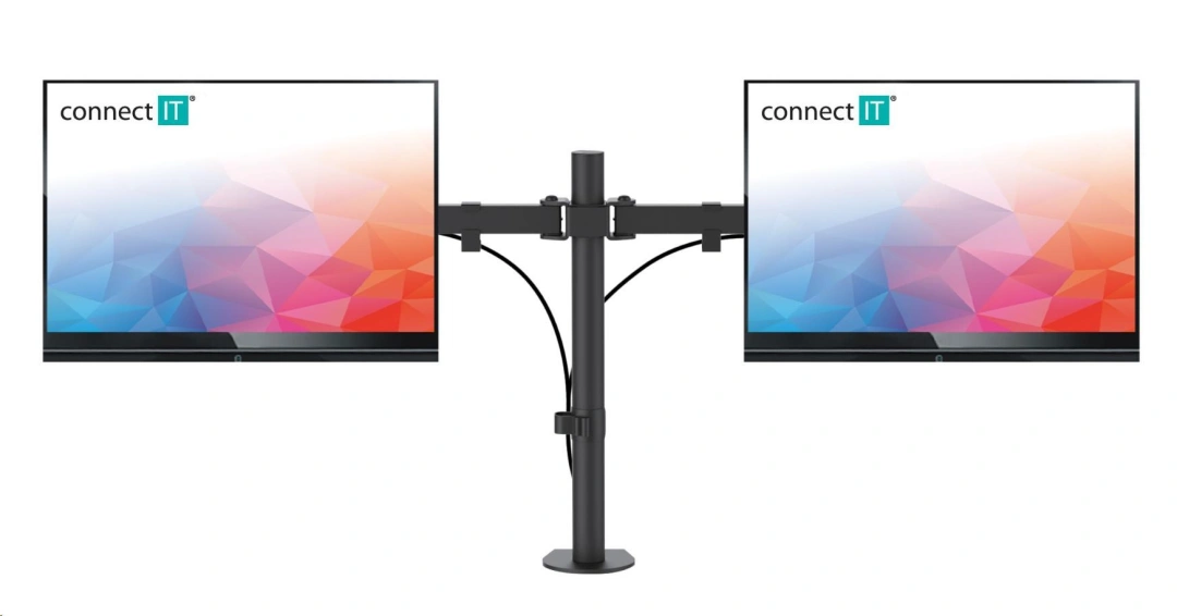 Connect IT TwinArm Stolní držák na 2 monitory, černý (CMF-3203-BK)