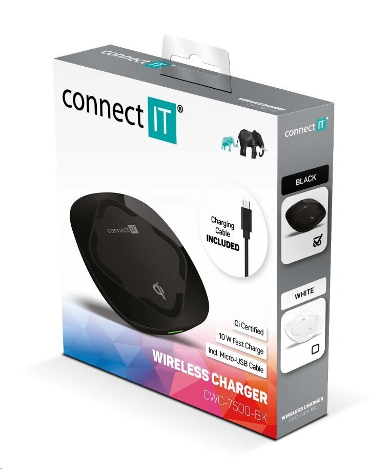 Connect IT Qi CERTIFIED Wireless Fast Charge Nabíječka bezdrátová, 10 W, černá