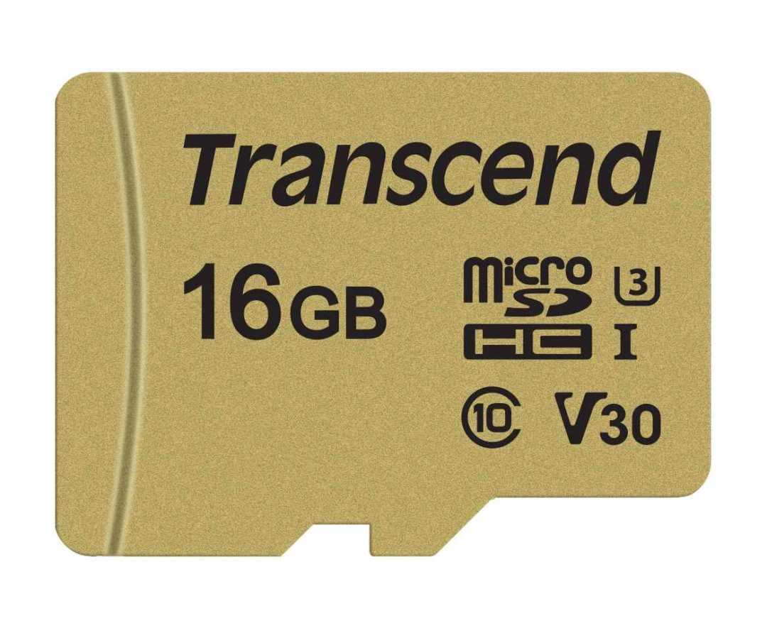 TRANSCEND Micro SDHC 500S 16GB UHS-I U3 V30, adaptér