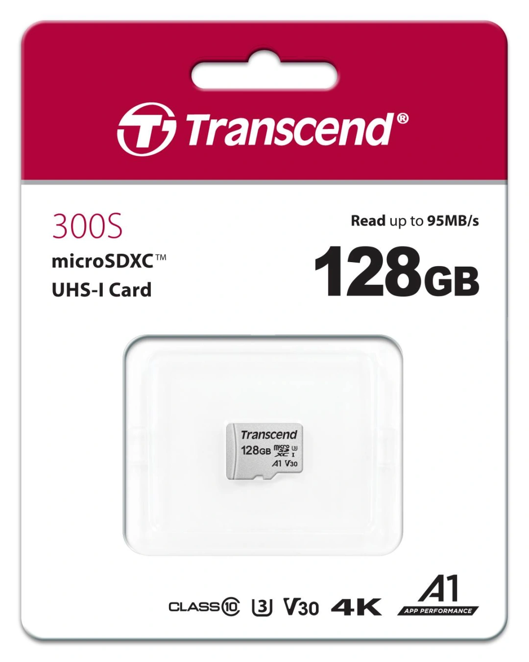 Transcend Micro SDXC 300S 128GB 95MB/s UHS-I U3 + SD adaptér
