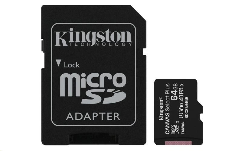 Kingston Micro SDXC Canvas Select 64GB + SD adaptér