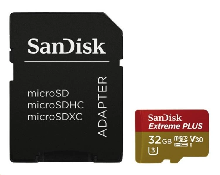 SanDisk MicroSDHC 32GB Extreme Plus A1 UHS-I (V30) U3 + SD adaptér
