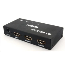 PremiumCord HDMI splitter 1-2 portů kovový s napájením, 4K, FULL HD, 3D