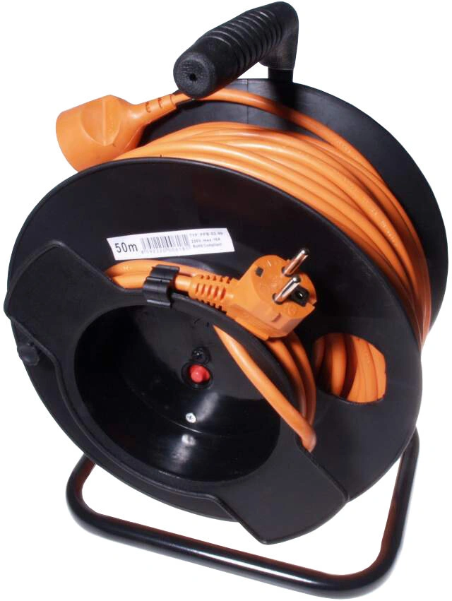 PremiumCord prodlužovací kabel 230V 50m buben, průřez vodiče 3x1,5mm2