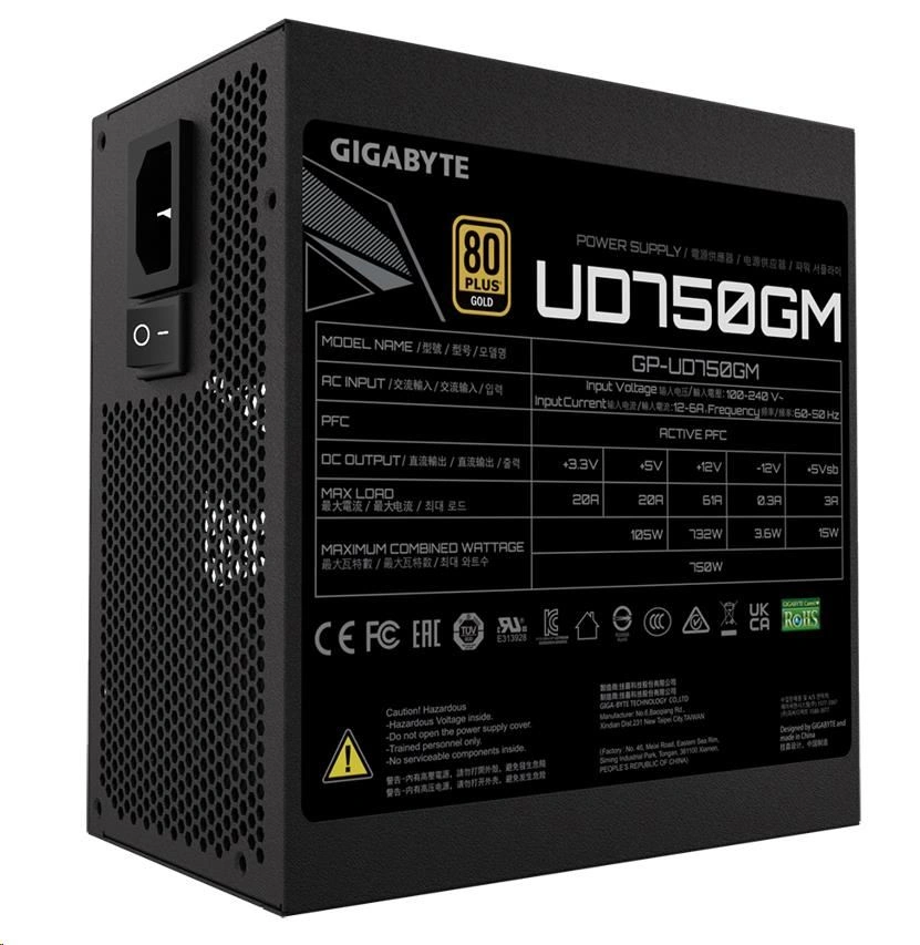 Gigabyte UD750GM, 750W, 80+ Gold, 120mm fan