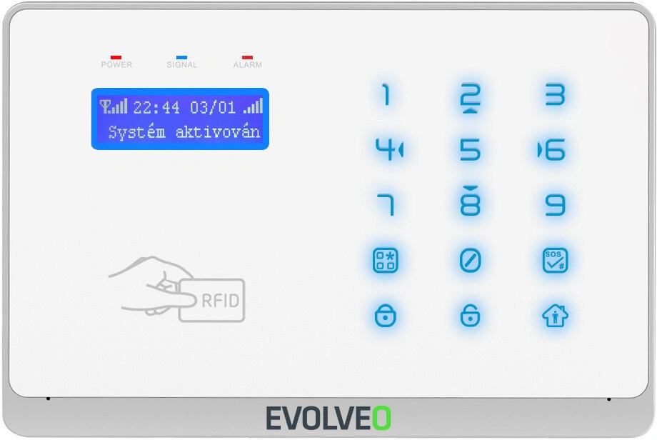 EVOLVEO Salvarix, bezdrátový WiFi&GSM alarm s čtečkou RFID