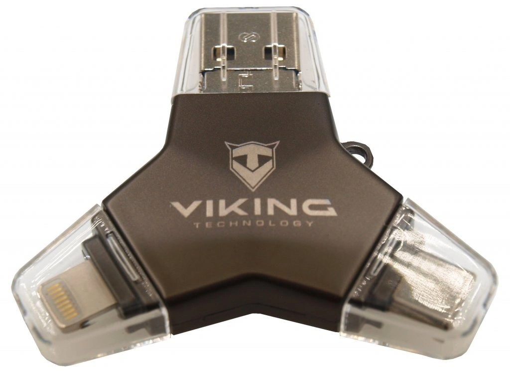 Viking 32GB, lightning, micro USB, USB typ C černá