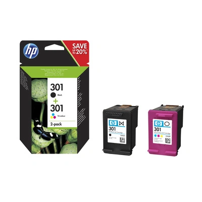 HP 301 Ink Cartridge Combo 2-Pack, N9J72AE