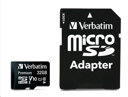 Verbatim MicroSDHC 32GB Class 10 + SD adaptér