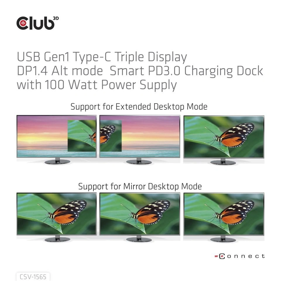 Club3D CSV-1565 -  USB-C Triple Display, HDMI, DP, VGA, SD, RJ45, PD 100W