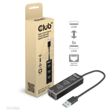 Club3D rozbočovač, USB-A 3.2 Gen1 - 3x USB 3.1, Gigabit Ethernet