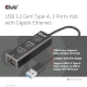 Club3D rozbočovač, USB-A 3.2 Gen1 - 3x USB 3.1, Gigabit Ethernet