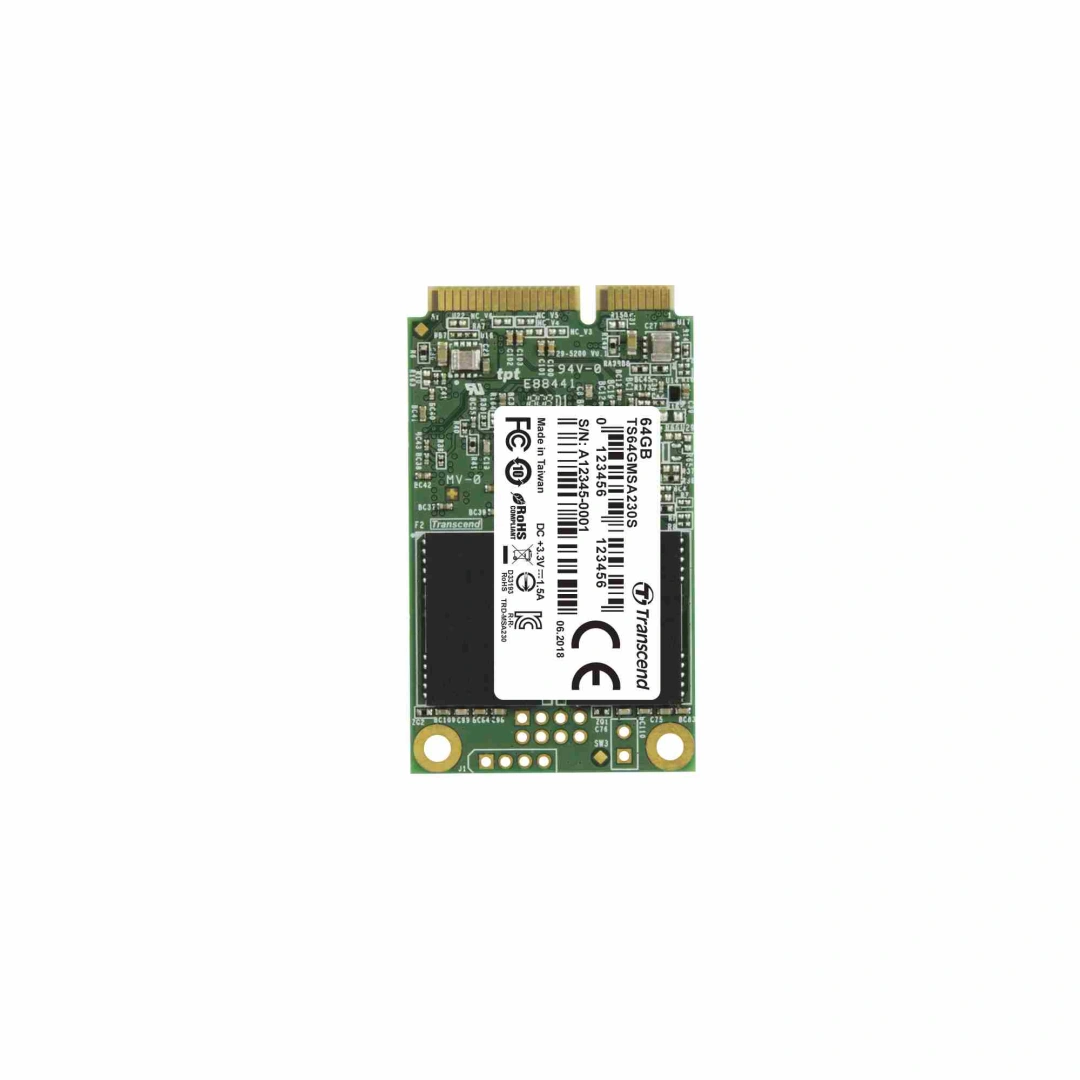TRANSCEND Industrial SSD MSA230S 64GB, mSATA, SATA III, 3D TLC