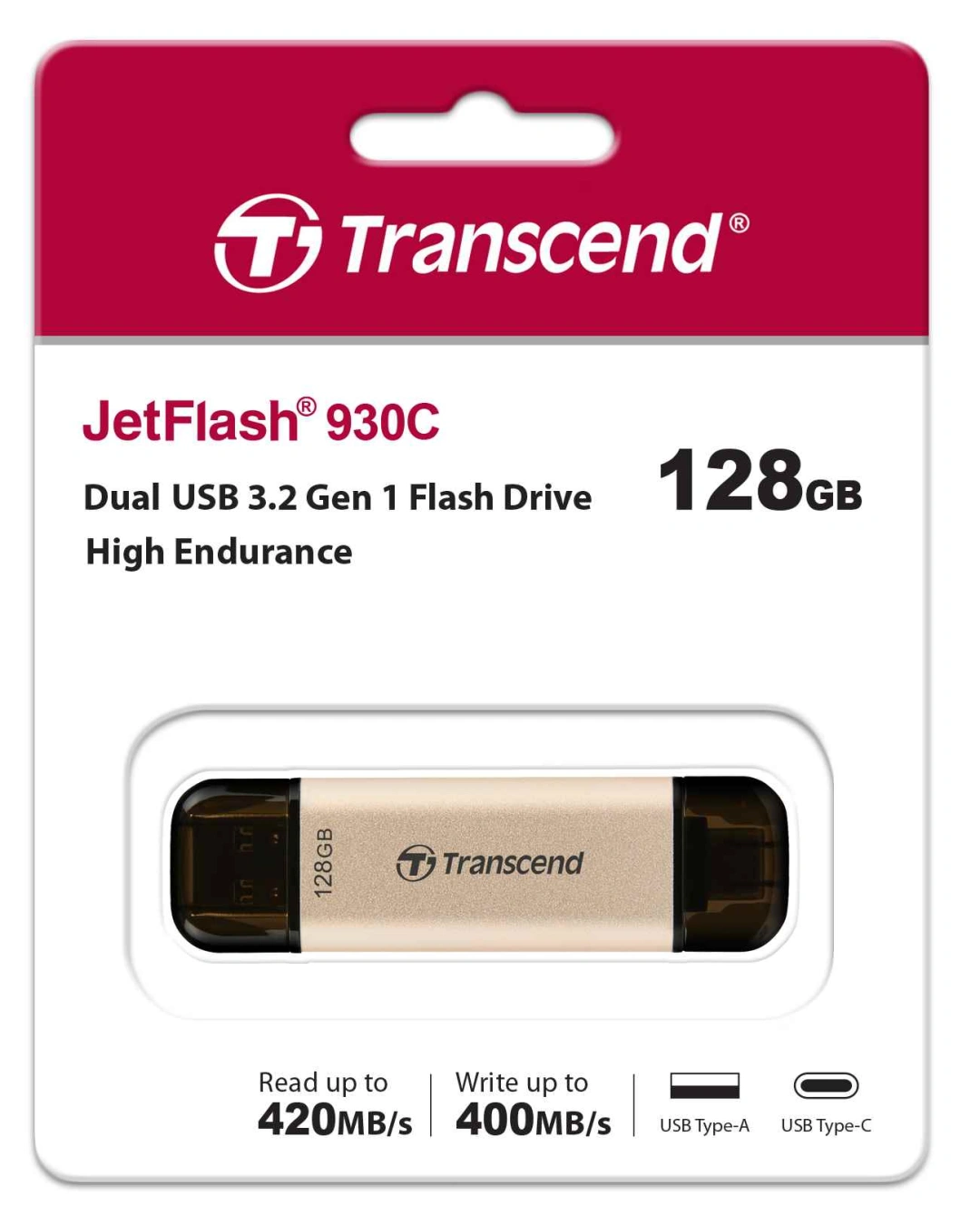 Transcend JetFlash 930C  USB3.2 128 GB, Gold