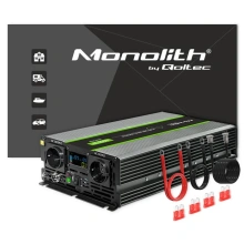 Qoltec Měnič napětí Monolith | 3000W | 6000W | 24V na 230V | čistá sinusoida | LCD displej