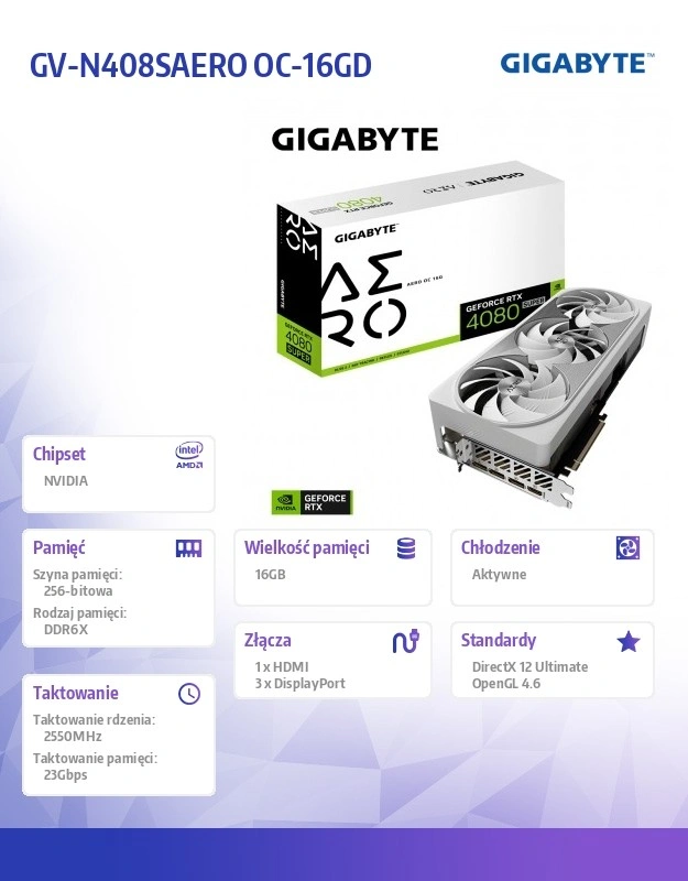 GIGABYTE GeForce RTX 4080 SUPER AERO OC 16G, 16GB GDDR6X