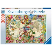 Ravensburger  Puzzle Mapa světa s flórou a faunou 3000 dílků