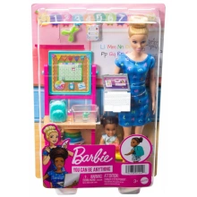 Mattel Barbie Povolání Herní set s panenkou - Učitelka v modrých šatech DHB63