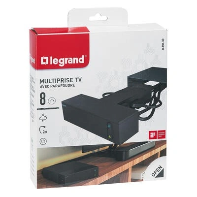 Legrand 8× zásuvka, 2 m, černá