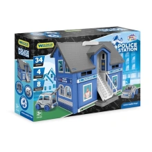 Wader Play House - Policejní stanice plast + 3ks auta + 1ks helikoptéra v krabici 59x39x15cm