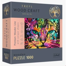 Trefl Wood Craft Origin puzzle Barevná kočka 1000 dílků