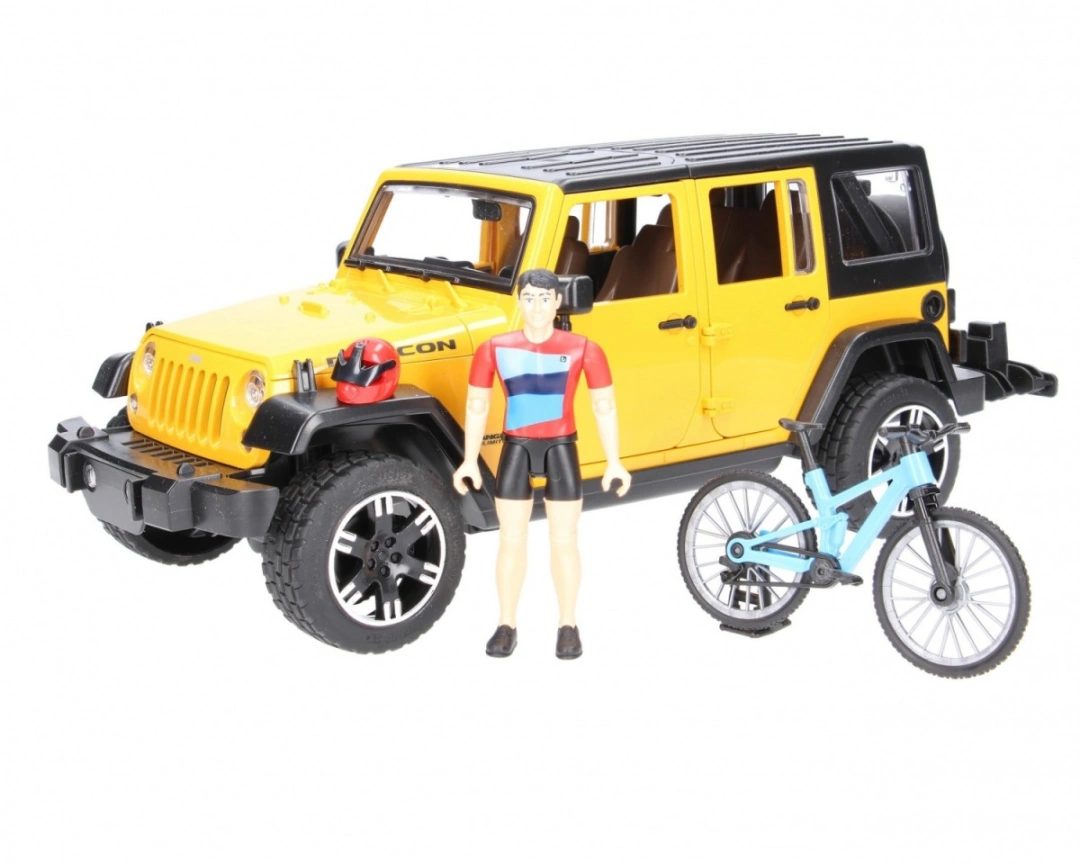 Bruder Volný čas - Jeep Wrangler Rubicon Unlimited s horským kolem a cyklistou