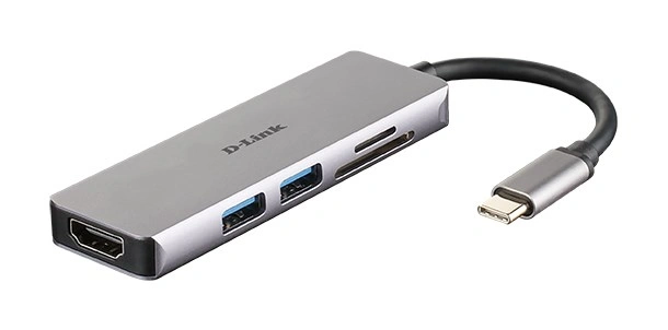 D-Link USB-C Hub 5v1, HDMI, čtečka karet SD/microSD