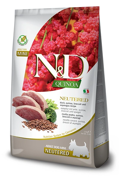 N&D QUINOA Dog Neutered Adult Mini Duck & Brocoli 2,5 kg