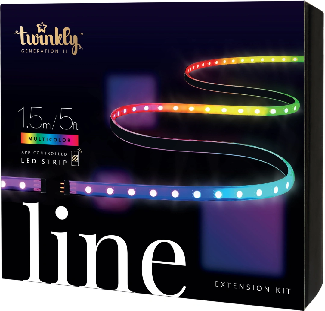 Twinkly LINE, LED pásek prodlužovací, 100LED, RGB, délka 1,5m, černý, BT+WiFi, Gen II, IP20 vnitřní