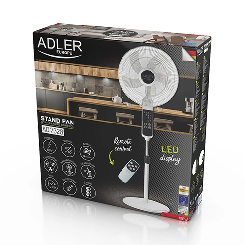 Adler Stojanový ventilátor 40 cm / 16" LED
