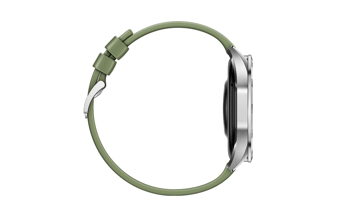 Huawei Watch GT 4 46 mm, stříbrná nerezová ocel se zeleným kompozitním řemínkem