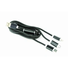 Gembird CABLEXPERT kabel USB A Male/Micro B + Type-C + Lightning, 1m, opletený, stříbrná