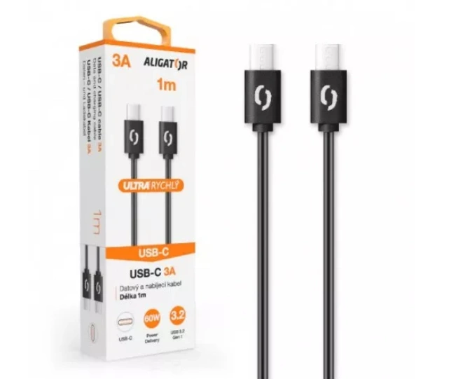 Aligator KALP3AUCUCBK Datový kabel POWER 3A, USB-C/USB-C, černý