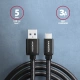 AXAGON kabel USB-A - USB-C SPEED USB3.2 Gen 1, 3A, opletený, 1.5m, černá