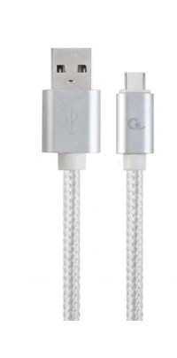 Gembird CABLEXPERT kabel USB 2.0 na Type-C kabel (AM/CM), 1,8m, opletený, stříbrná