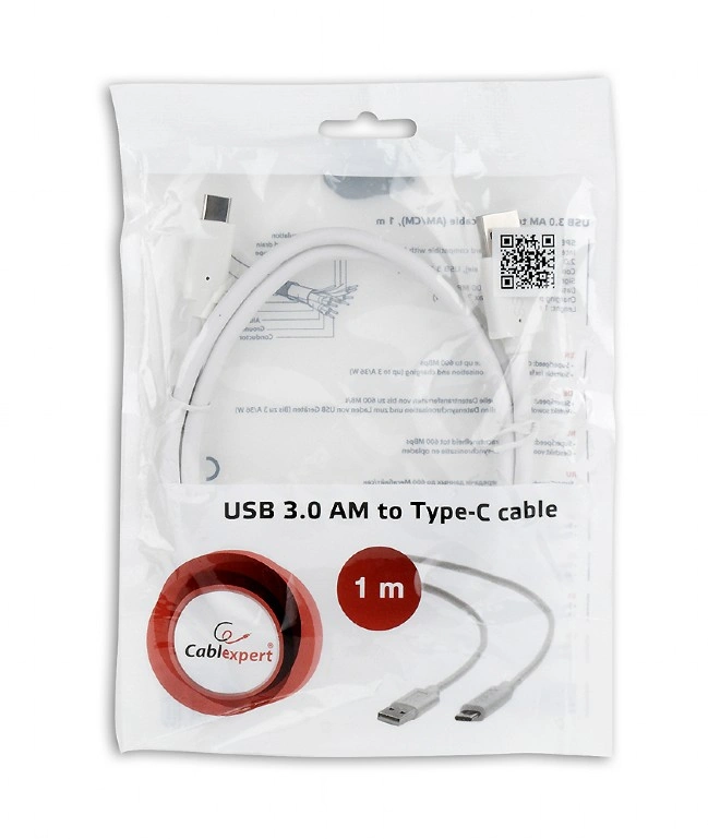 Gembird CABLEXPERT kabel USB 3.0 AM na Type-C kabel (AM/CM), 1m, bílá