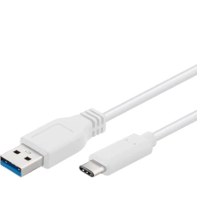 PremiumCord Kabel USB 3.1 konektor C/male - USB 3.0 A/male, bílý, 0,5m