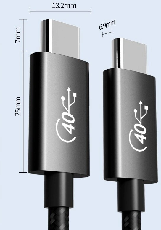 PremiumCord kabel USB4™ / Thunderbolt 3, USB 4.0, 8K@60Hz, PD 100W, 1.2m