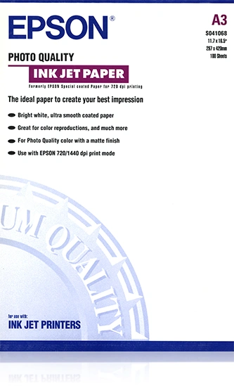 Epson Photo Quality Ink Jet Paper, DIN A3, 104g/m², 100 list