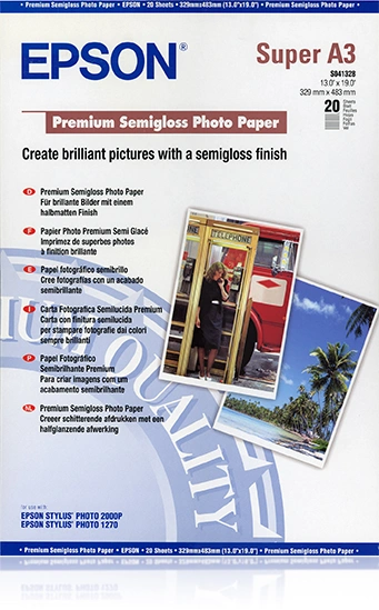 Epson Premium Semigloss Photo Paper, DIN A3+, 250g/m², 20 list