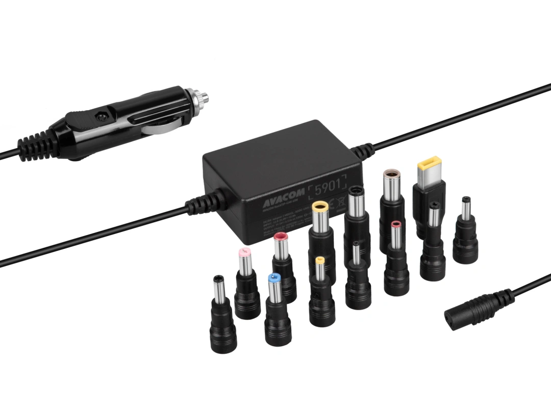 Napájecí adaptér Avacom QuickTIP-CAR 65W, univerzální, do auta, 13 konektorů (ADDC-UNV-A65W)