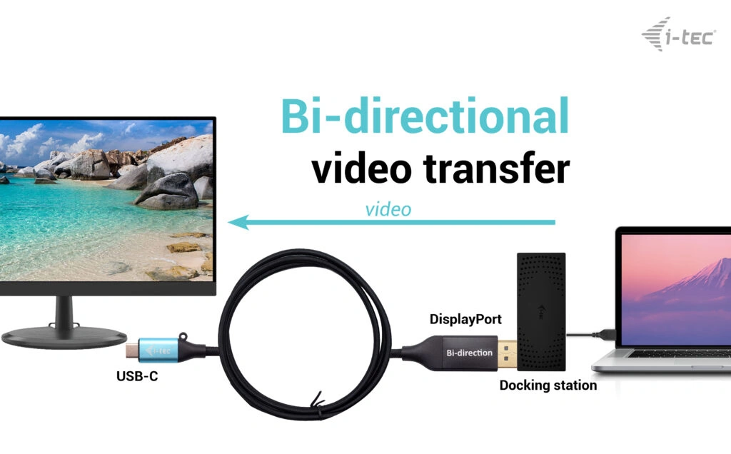 I-tec kabel / adaptér USB-C - Displayport, 8K@30Hz, obousměrný, 1.5m