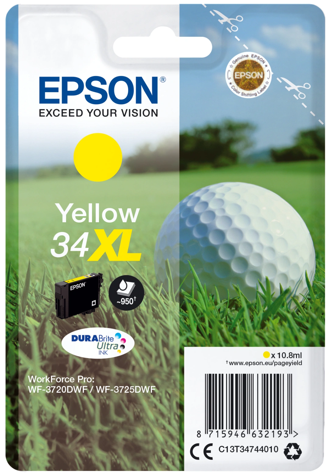 Inkoustová náplň Epson 34XL, 950 stran (C13T34744010) žlutá