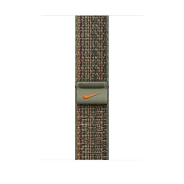Řemínek Apple 45mm sekvojově zelený/oranžový provlékací sportovní  Nike (MTL63ZM/A)